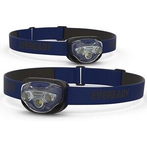 EVEREADY LED Headlamps [2-Pack], IPX4 Water Resistant Shatterproof Lens NEW